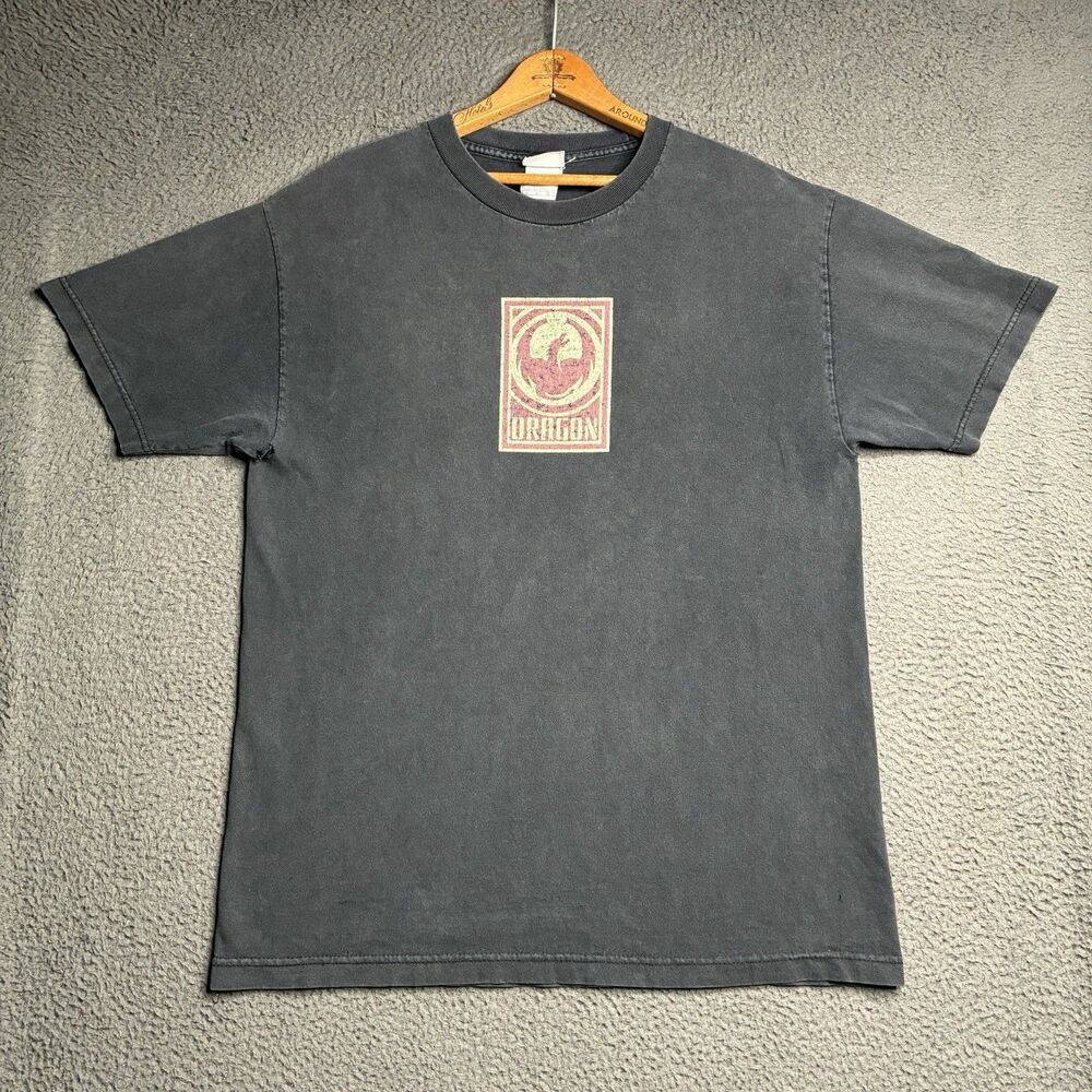 Vintage Y2K Dragon Alliance T-Shirt Gradient Black Distressed Burnout Mens Large